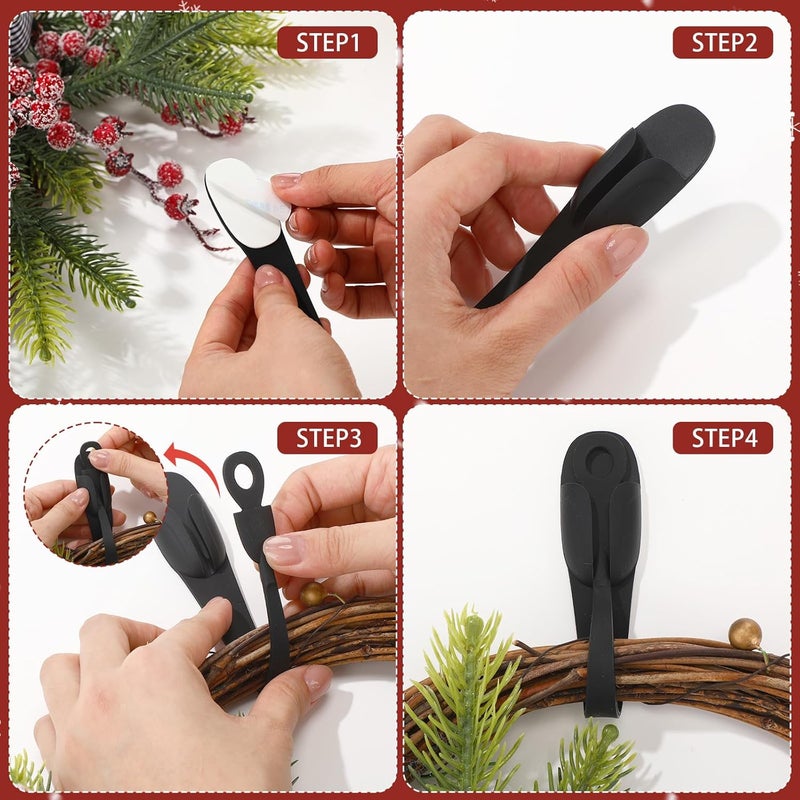 Fiada 12 Pcs Christmas Garland Hanger for Mantle Cord Bundlers Cord Organizer for Appliances, Self Adhesive Kitchen Sticky Silicone Holder Organizer for Christmas Wreath Fireplace(Black, White) - Image 4