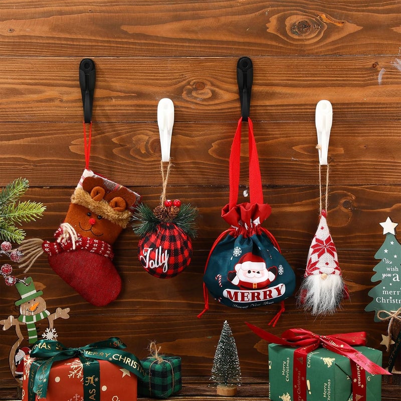 Fiada 12 Pcs Christmas Garland Hanger for Mantle Cord Bundlers Cord Organizer for Appliances, Self Adhesive Kitchen Sticky Silicone Holder Organizer for Christmas Wreath Fireplace(Black, White) - Image 2