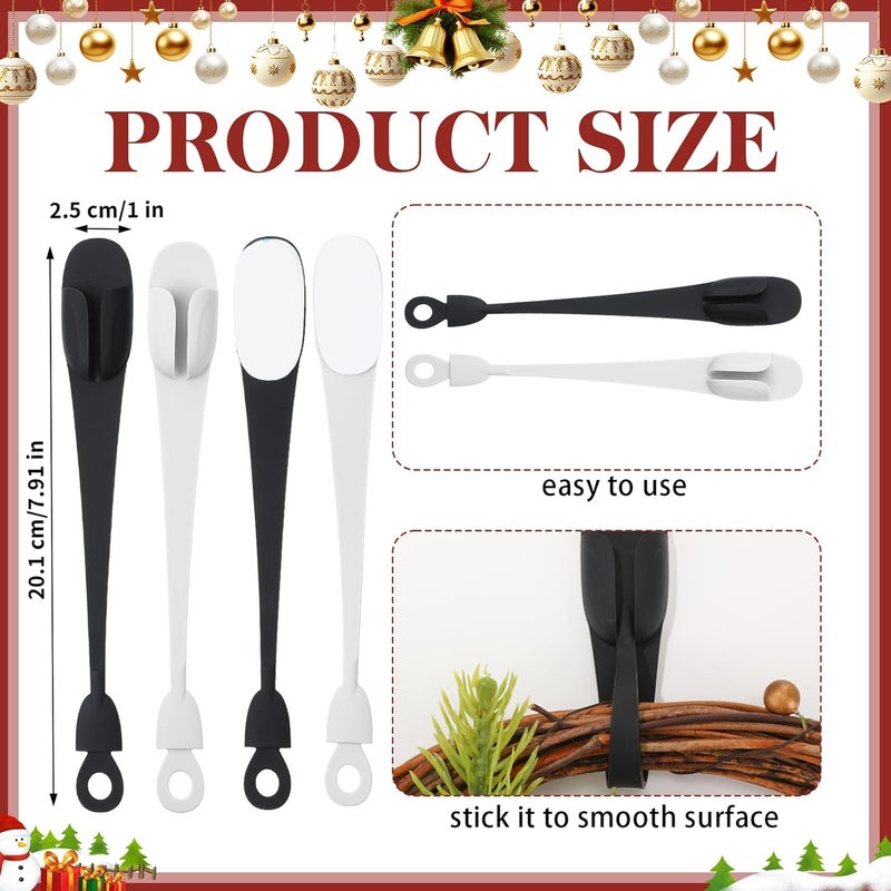 Fiada 12 Pcs Christmas Garland Hanger for Mantle Cord Bundlers Cord Organizer for Appliances, Self Adhesive Kitchen Sticky Silicone Holder Organizer for Christmas Wreath Fireplace(Black, White) - Image 3