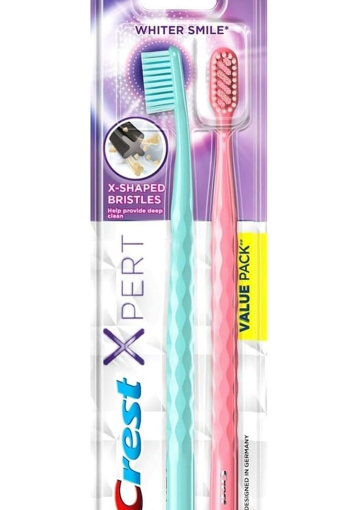 Crest Expert Manual Toothbrush, with X-Shaped Bristles, Soft, Value Pack, 2 Toothbrushes - white - Image 1