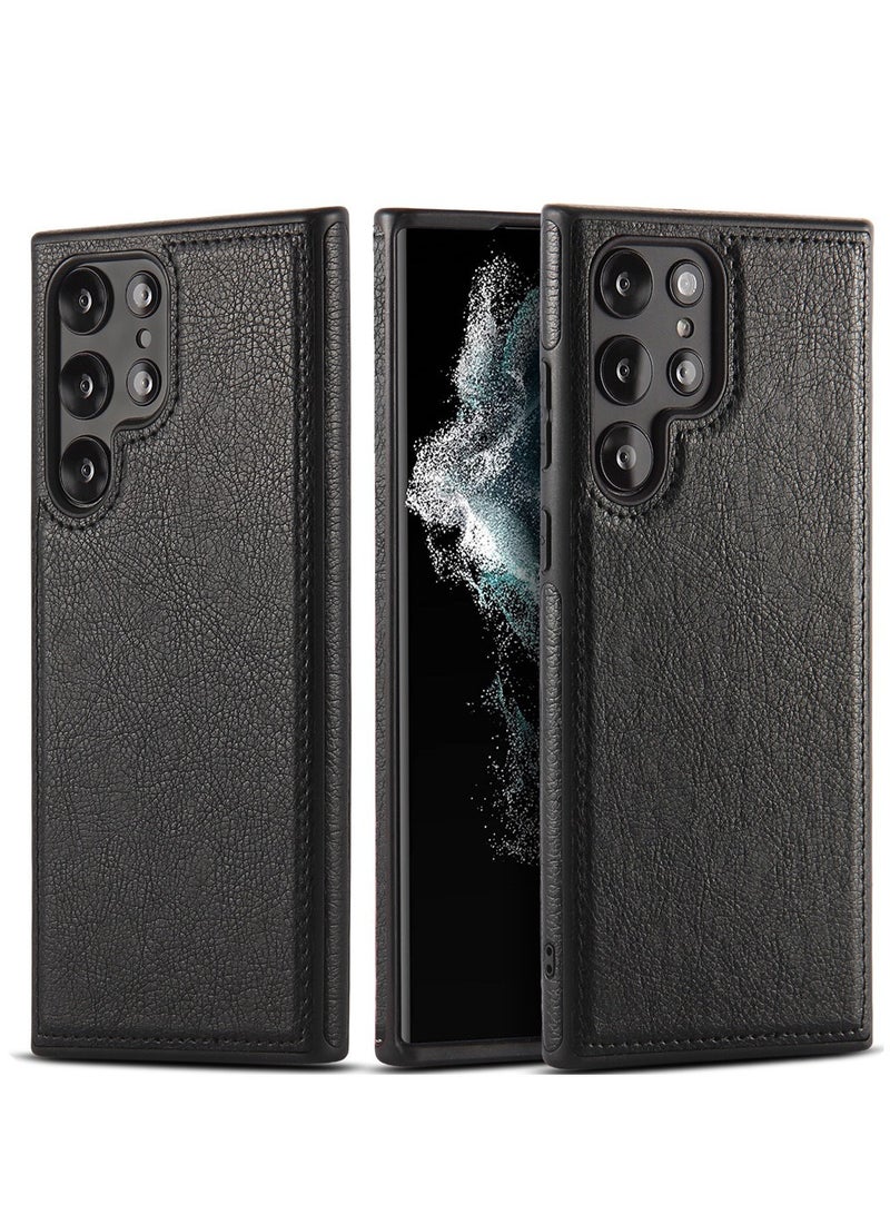 HEXABEX Samsung Galaxy S24 Ultra Leather Case Protective Leather Case for Samsung Galaxy S24 Ultra Black - Image 1