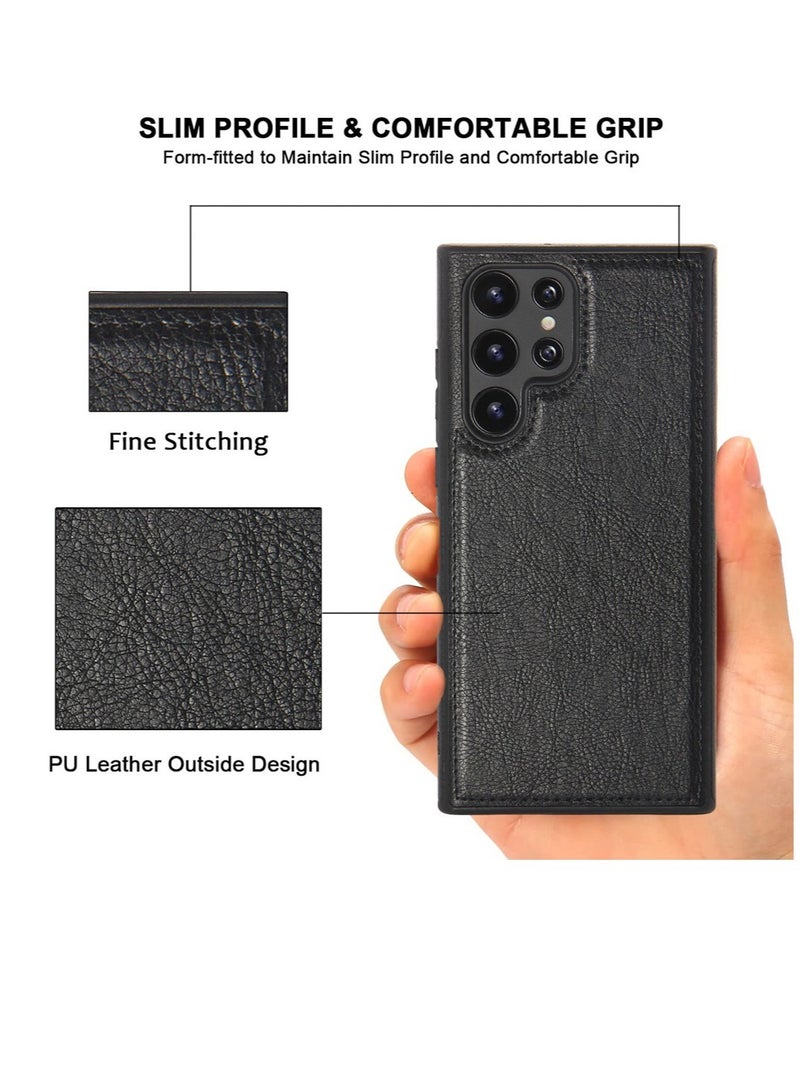 HEXABEX Samsung Galaxy S24 Ultra Leather Case Protective Leather Case for Samsung Galaxy S24 Ultra Black - Image 4