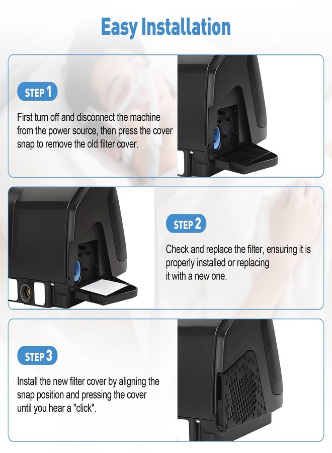 XwaYexa 19729 Filter Side Cover for Resmed AirSense 10/AirStart 10/AirCurve 10, Filter Door Cap for CPAP/Autoset/VPAP Machines Replacement, Black - Image 4