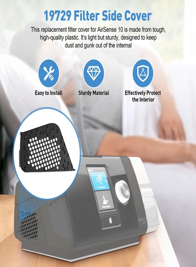 XwaYexa 19729 Filter Side Cover for Resmed AirSense 10/AirStart 10/AirCurve 10, Filter Door Cap for CPAP/Autoset/VPAP Machines Replacement, Black - Image 5