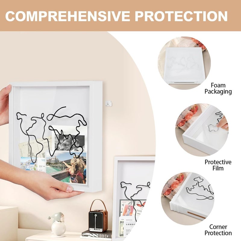 Trendy widespread design Adventure Archive Box for Memories - 12x12 Travel Shadow Box with Slot, Life in a Box Travel Frame, Top Loading Shadow Box for Souvenir Keepsakes, Travel Fund Money Box (White) Ready varied options - Image 4