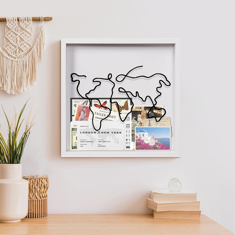 Trendy widespread design Adventure Archive Box for Memories - 12x12 Travel Shadow Box with Slot, Life in a Box Travel Frame, Top Loading Shadow Box for Souvenir Keepsakes, Travel Fund Money Box (White) Ready varied options - Image 5