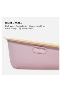 NNC PETS Cat litter box for indoor cats and kittens, Semi-enclosed cat litter box with Sand drop pedal, Portable design, and Litter scoop, Durable plastic and Easy to clean 59 cm (Pink)  - Image 4