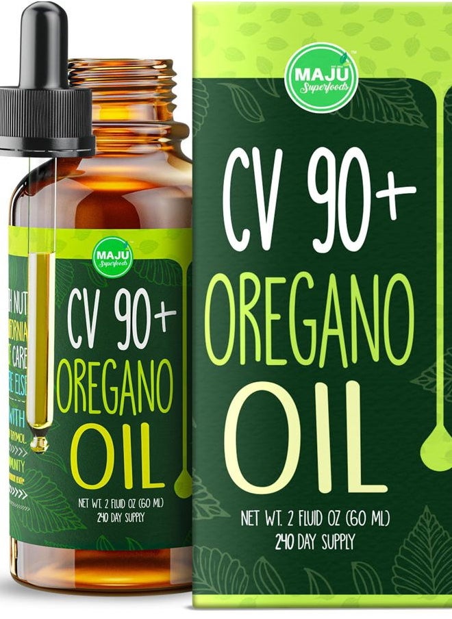 Maju Superfoods Oregano Oil Drops - Potent 90%+ Carvacrol (2 fl Oz) Wild Mediterranean Essential Oil of Oregano Liquid, Aceite de Oregano, Immune and Seasonal Support  - Image 1