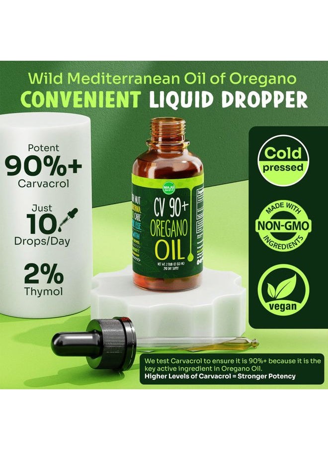 Maju Superfoods Oregano Oil Drops - Potent 90%+ Carvacrol (2 fl Oz) Wild Mediterranean Essential Oil of Oregano Liquid, Aceite de Oregano, Immune and Seasonal Support  - Image 2