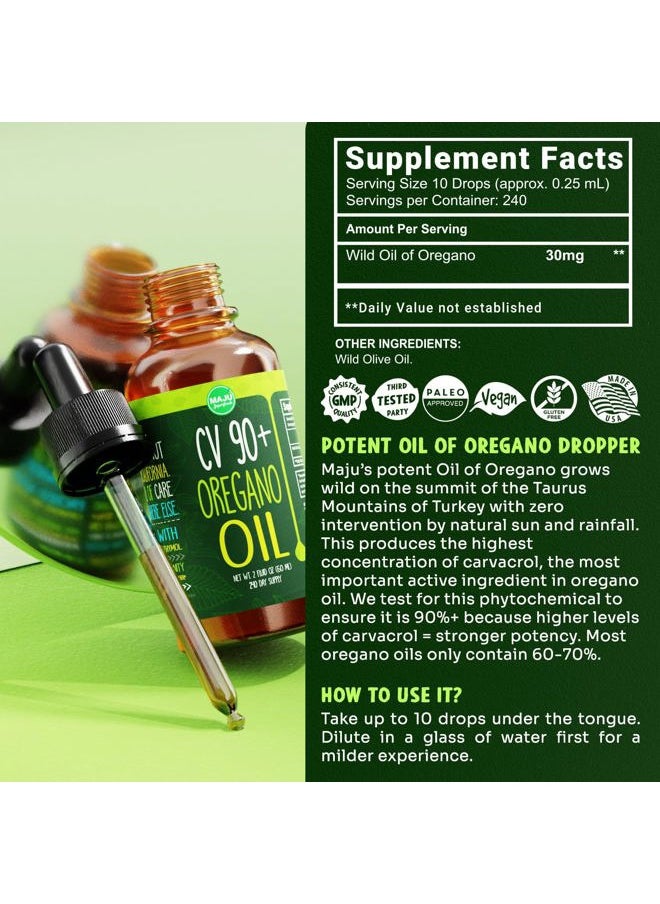 Maju Superfoods Oregano Oil Drops - Potent 90%+ Carvacrol (2 fl Oz) Wild Mediterranean Essential Oil of Oregano Liquid, Aceite de Oregano, Immune and Seasonal Support  - Image 5