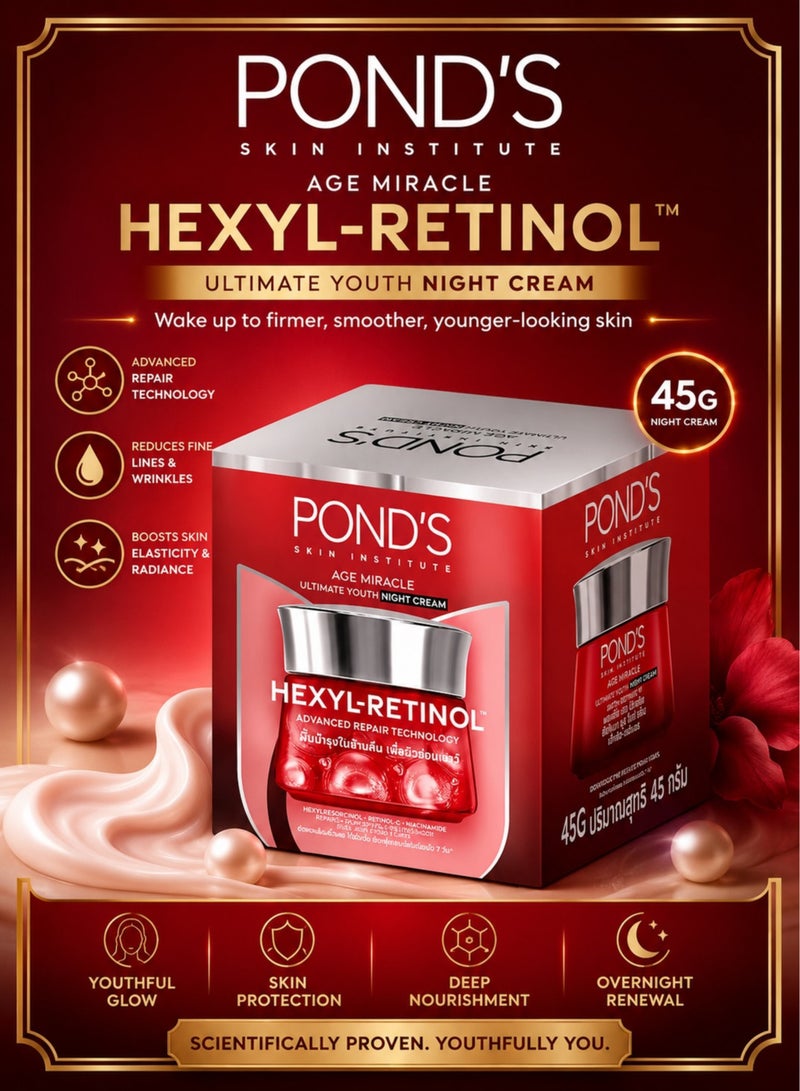 Pond's Age Miracle Ultimate Youth Hexyl Retinol Night Cream 45g - Image 1