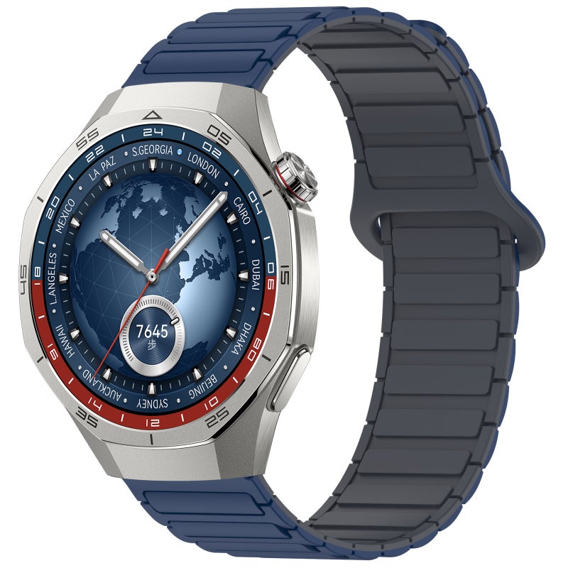erorex For Huawei Watch Gt 5 Pro 46Mm Two Color Magnetic Buckle Silicone Watch Band(Midnight Blue Gray) - Image 1