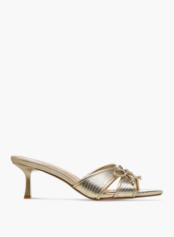 Celeste Women's Bow Detail Slip-On Sandals with Flared Heels