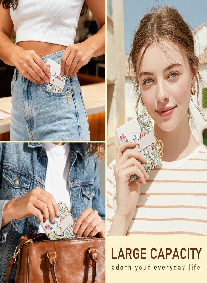 Jogjam Rfid Women Wallet, Small Slim Thin Credit Card Wallet, PU Leather Bifold Cash Wallet, Zipper Coin Pocket & ID Window, Female Ladies Teen Girls Girly Gifts, Floral Colored, Modern - Image 2