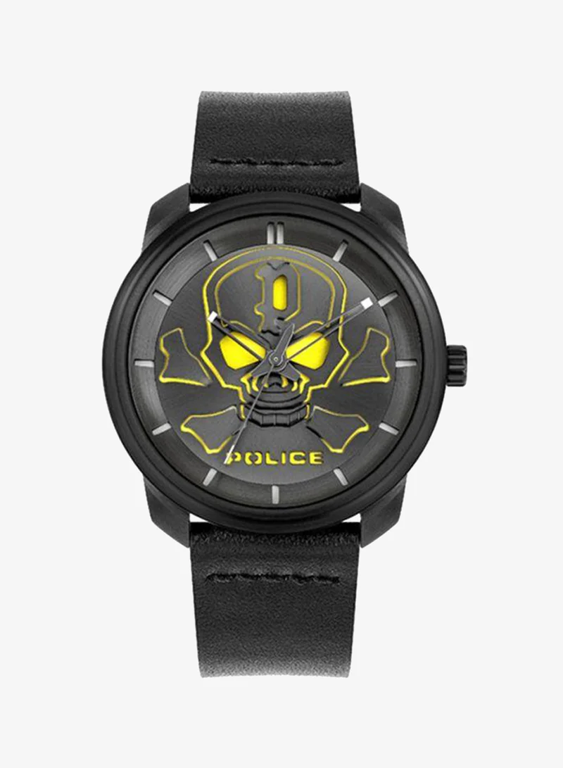 POLICE Police Bleder Analog Black Dial Black Leather Watch For Men