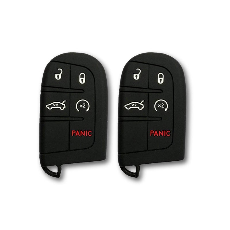 Autobase Silicone Key Fob Cover for Jeep Grand Cherokee Renegade Compass Dodge Challenger Charger Dart Durango Journey Chrysler 200 300 | Car Accessory | Key Protection Case (Black, 2 Pcs) - Image 1