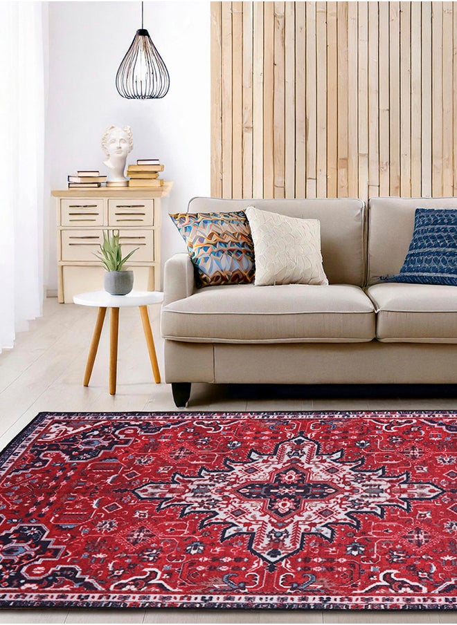 Status Contract 3D Printed Perfect Rugs for Living Area | Rug and for Bedroom |Rug for Dining Table Rug Floor with Anti Slip Backing, 152 X 213 Cm, Kashmiri Red  - Image 1