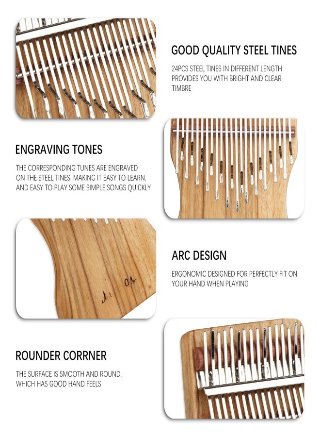 جيكو بيانو الإبهام الخشبي GECKO ذو 24 مفتاحًا، آلة موسيقية صغيرة محمولة لعشاق الموسيقى والمبتدئين، مع حقيبة بسحاب، ومطرقة ضبط، وملصق، وقطعة قماش للتنظيف، وحقيبة تخزين، وكتاب موسيقي. - Image 5
