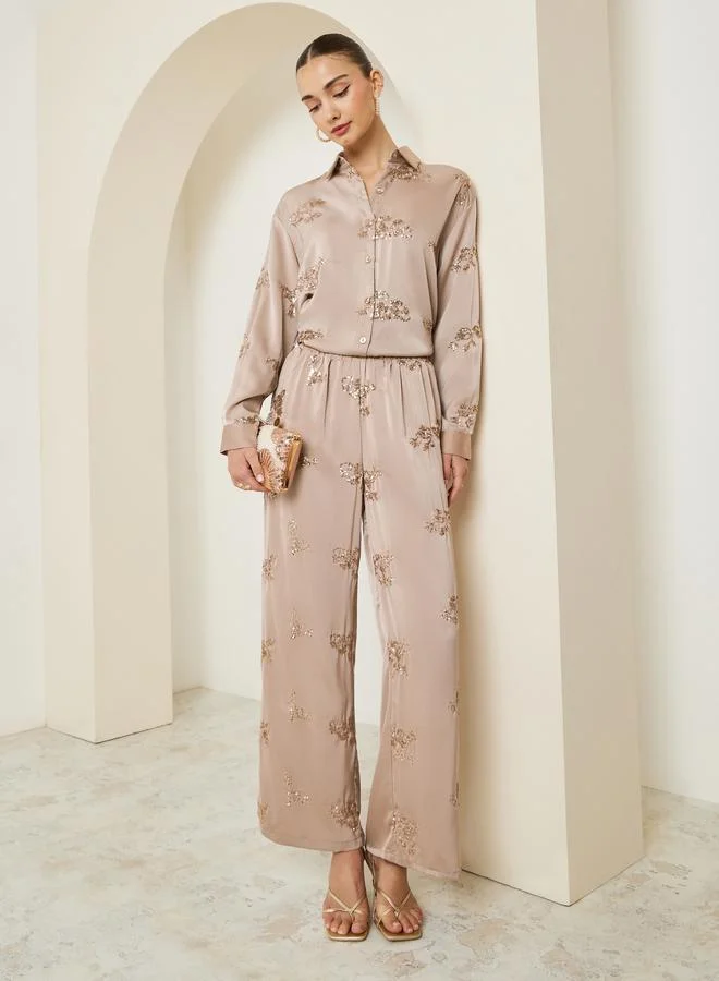 ستايلي بلوزة ساتان للسهرة مطرز بالترتر