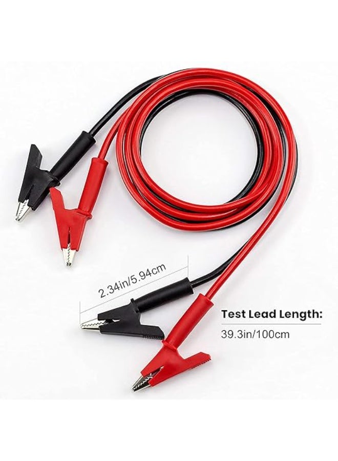 Electrical Test Leads with Dual Alligator Clips, Insulated Multimeter Jumper Wires, 1000V 20A Rated, 1m Heavy-Duty Test Cable Set - Image 2