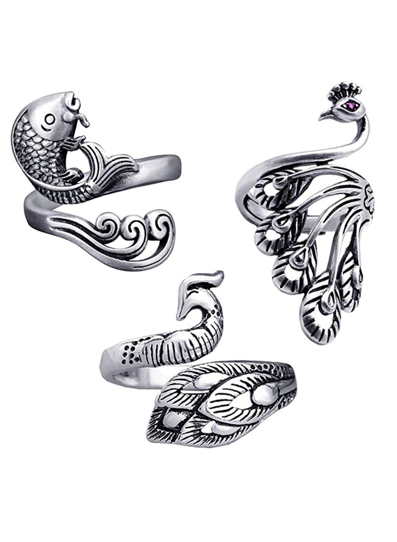 Y&D Adjustable Crochet Ring Peacock Open Finger Ring/Adjustable Braided Ring Faster Knitting  - Image 1