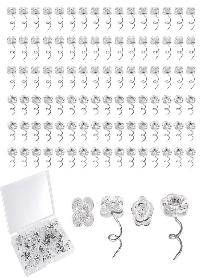 lasuroa 100pcs Bed Skirt Pins, 0.43 Inch Twist Pins with Clear Heads Upholstery Tacks Headliner Pin for Slipcovers and Bedskirts Holders (Four-Leaf Clover, Rose) - Image 1