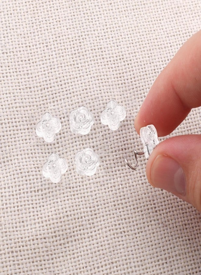 lasuroa 100pcs Bed Skirt Pins, 0.43 Inch Twist Pins with Clear Heads Upholstery Tacks Headliner Pin for Slipcovers and Bedskirts Holders (Four-Leaf Clover, Rose) - Image 4