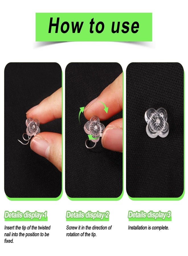 lasuroa 100pcs Bed Skirt Pins, 0.43 Inch Twist Pins with Clear Heads Upholstery Tacks Headliner Pin for Slipcovers and Bedskirts Holders (Four-Leaf Clover, Rose) - Image 5