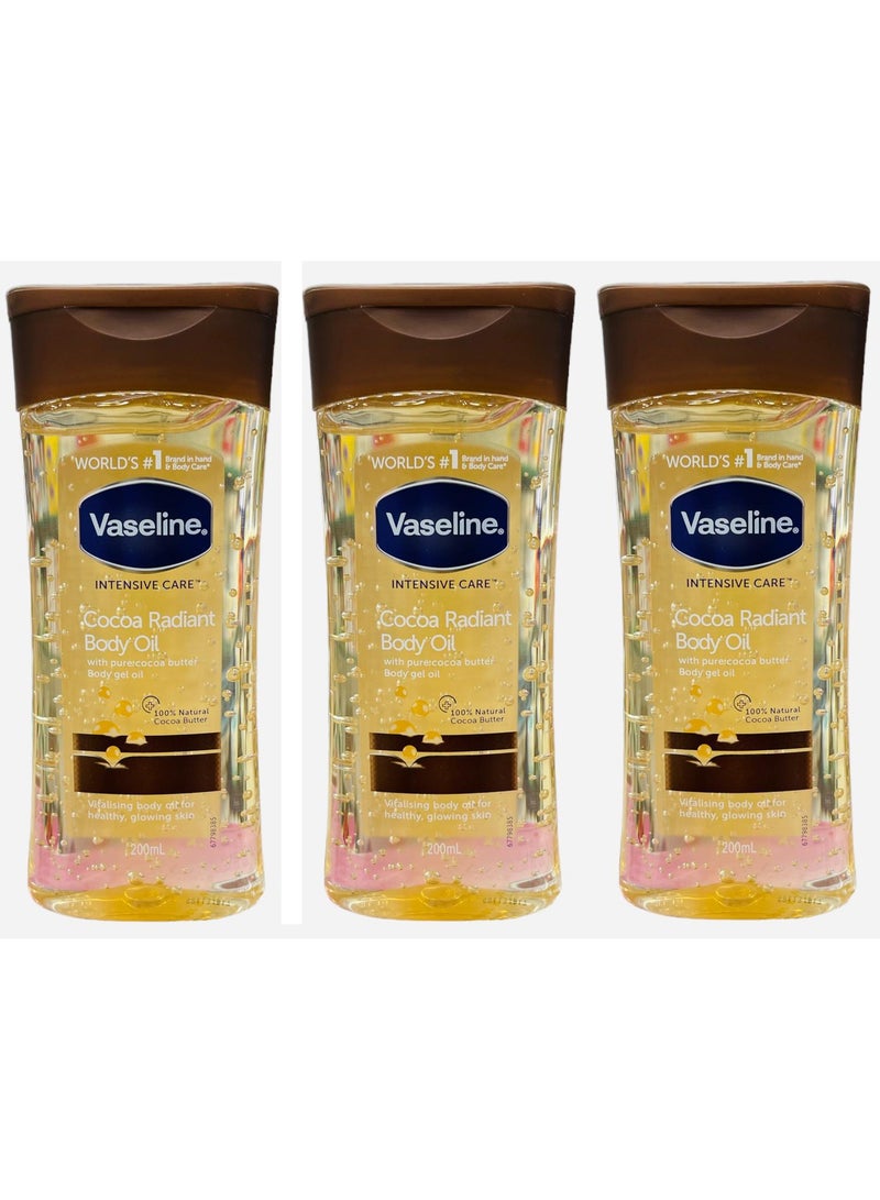 Vaseline Intensive Care Cocoa Radiant Body Oil 200ml (Pack of 3) - Image 1