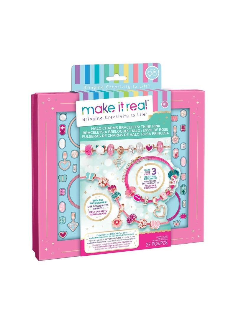 Make It Real Halo Charms Bracelets Think-Pink  - Image 1