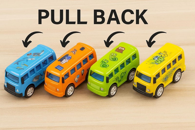 Trinanta Ventures Die-Cast Mini Bus Toy Set – Set of 4 Pull Back Metal Bus Toys for Kids, Educational Transport Toys, Birthday & Diwali Gift Speedier Toy Vehicles for 3+ Year Old Boys, Girls_Pack of 1 - Image 2