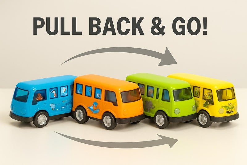 Trinanta Ventures Die-Cast Mini Bus Toy Set – Set of 4 Pull Back Metal Bus Toys for Kids, Educational Transport Toys, Birthday & Diwali Gift Speedier Toy Vehicles for 3+ Year Old Boys, Girls_Pack of 1 - Image 3