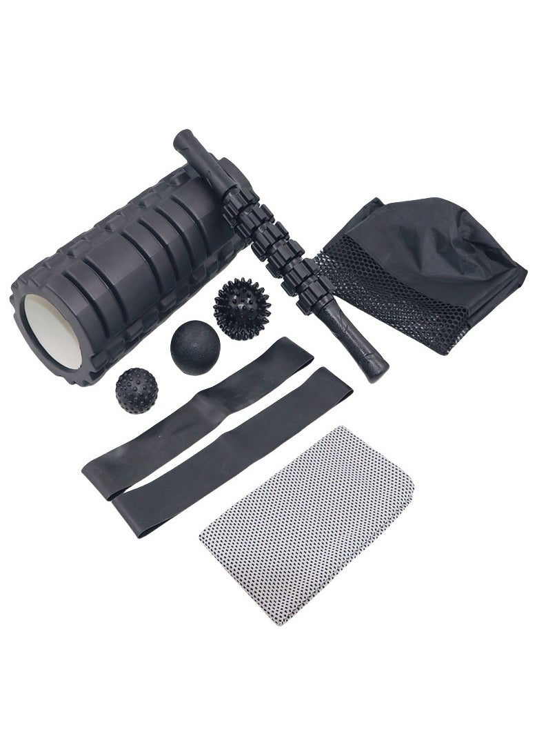 Soofam 9 in 1 Deep Tissue Muscle Massage Foam Roller Set Trigger Point Foam Roller Yoga Stick Massage Ball Fixation Ball Fitness Stretching Strap with Carrying Bag and Sweat Wipes  - Image 1