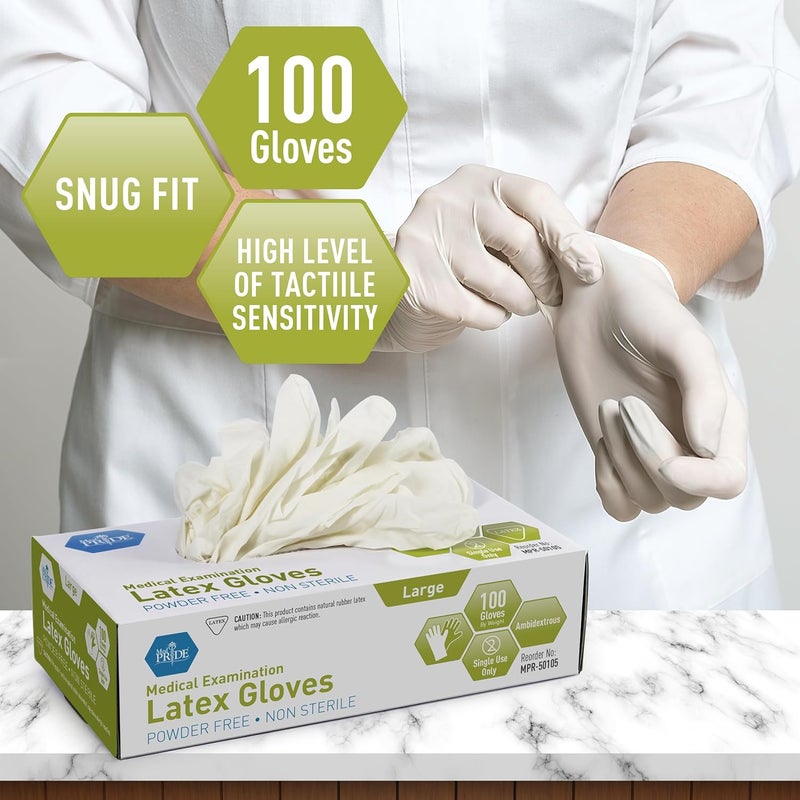 Medpride Medical Latex Examination Gloves (Large, 1000-Count) Ultra-Strong 5 mil Thick, Disposable Powder-Free Gloves for Healthcare & Food Handling Use - Image 5