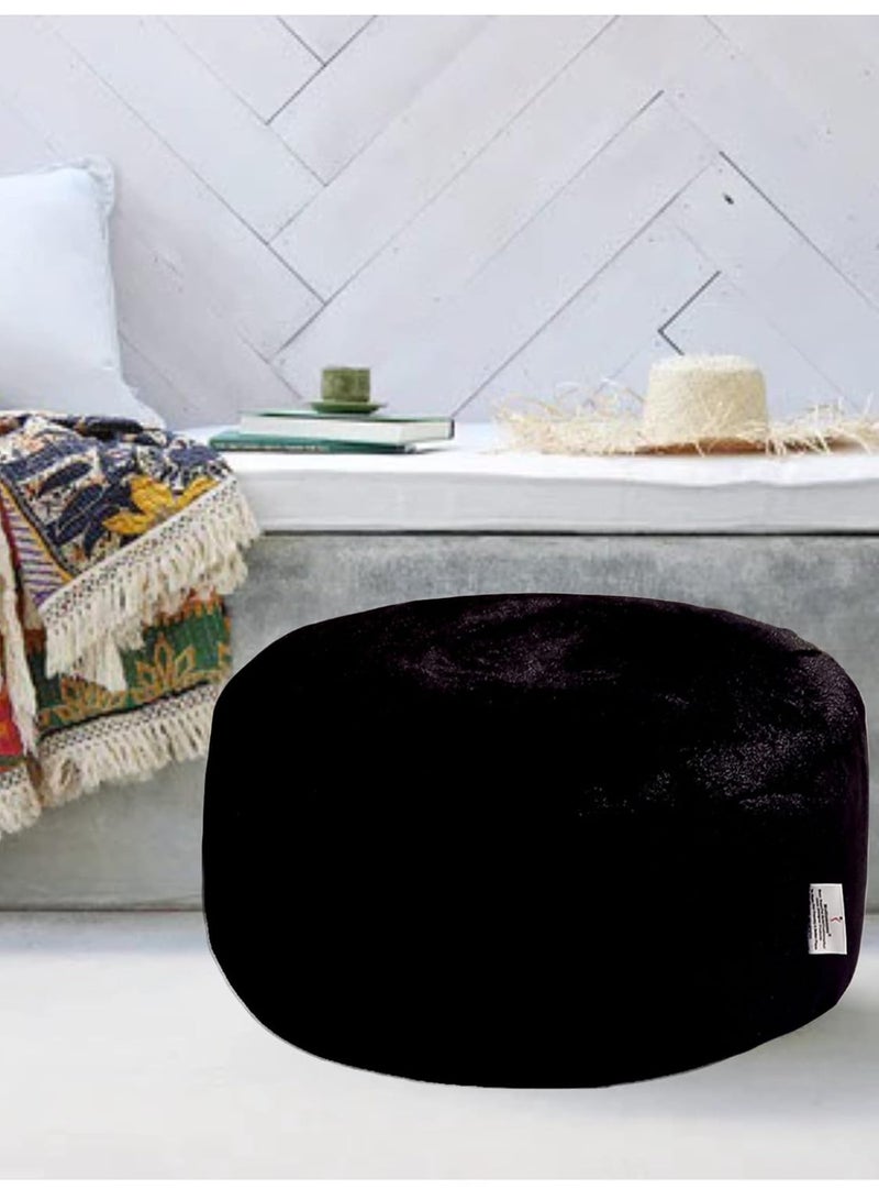 Round fur ottoman chair, foam-padded floor chair, living room floor chair, foam-padded seat, foot cushion (round black ottoman cushions) - Image 4