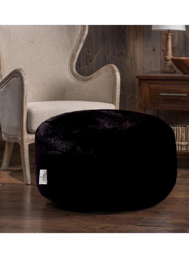Round fur ottoman chair, foam-padded floor chair, living room floor chair, foam-padded seat, foot cushion (round black ottoman cushions) - Image 2