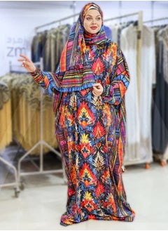 Zmurud Practical Printed silky satin prayer dress with headscarf from zmurud fashion  - Image 4