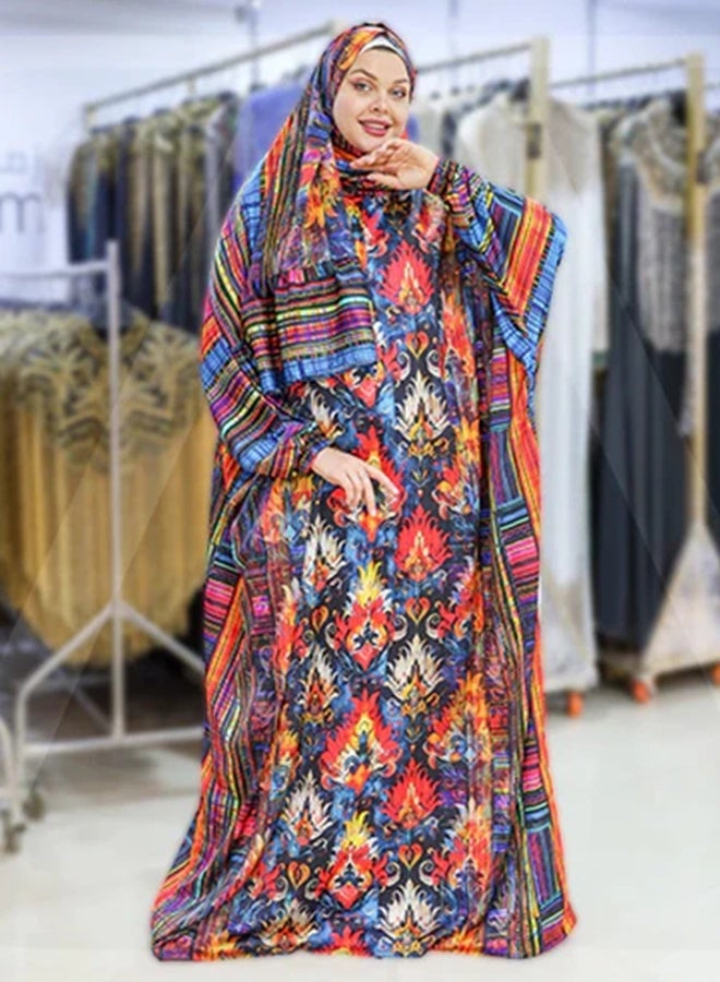Zmurud Practical Printed silky satin prayer dress with headscarf from zmurud fashion  - Image 2
