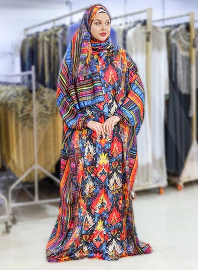 Zmurud Practical Printed silky satin prayer dress with headscarf from zmurud fashion  - Image 3