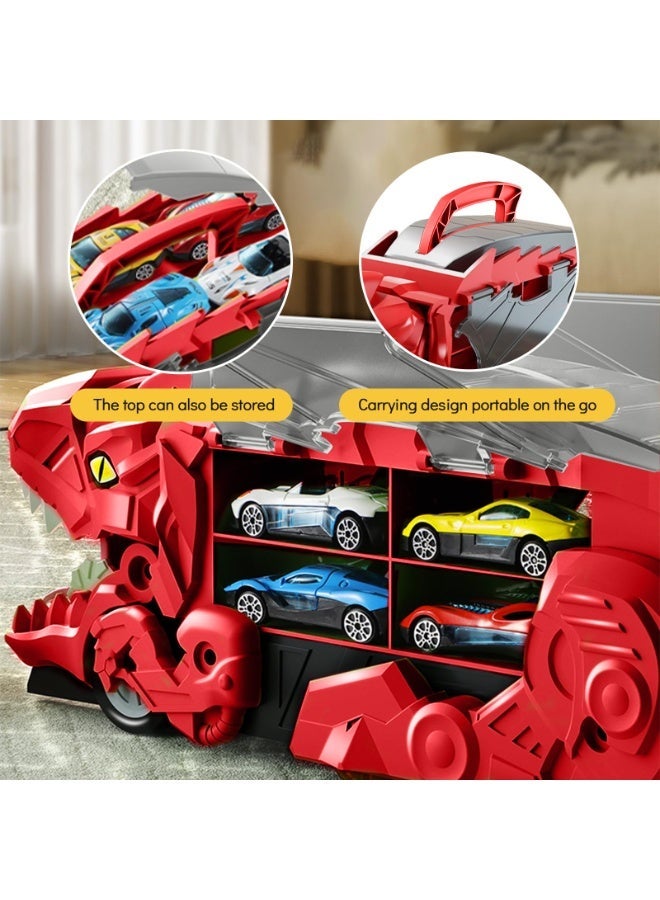 Transport Truck Toy Cars with 12 Diecast Cars, Car Slide Track Storage Alloy Vehicle, Children's Educational Toy Car, Ideal as a Meet-and-Greet Gift or Birthday Present for Kids(Red) - Image 5