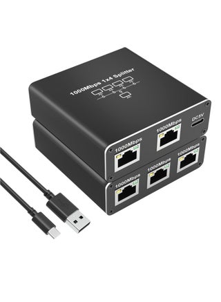 Ethernet Splitter High Speed, 1000Mbps Ethernet Splitter 1 to 4 (4 Devices Simultaneous Networking) Gigabit Ethernet Splitter RJ45 Splitter with USB Power Cable, LAN Splitter for Cat5/5e/6/7/8 Cable - pzsku/ZE45EA6B47DB81D5D2511Z/45/_/1715328755/b2e76ad3-11e4-4f01-b0f5-3affe3630e10