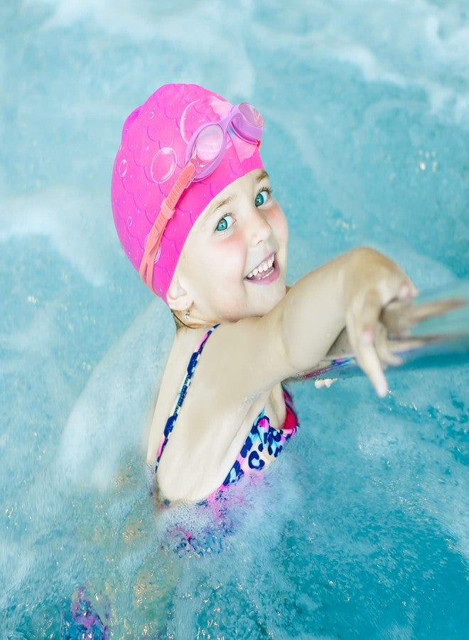 AuSletie Kids Swim Caps for Girls, Silicone Waterproof Swimming Cap for Kids, Durable Comfortable Swimming Caps for Girls - Image 5