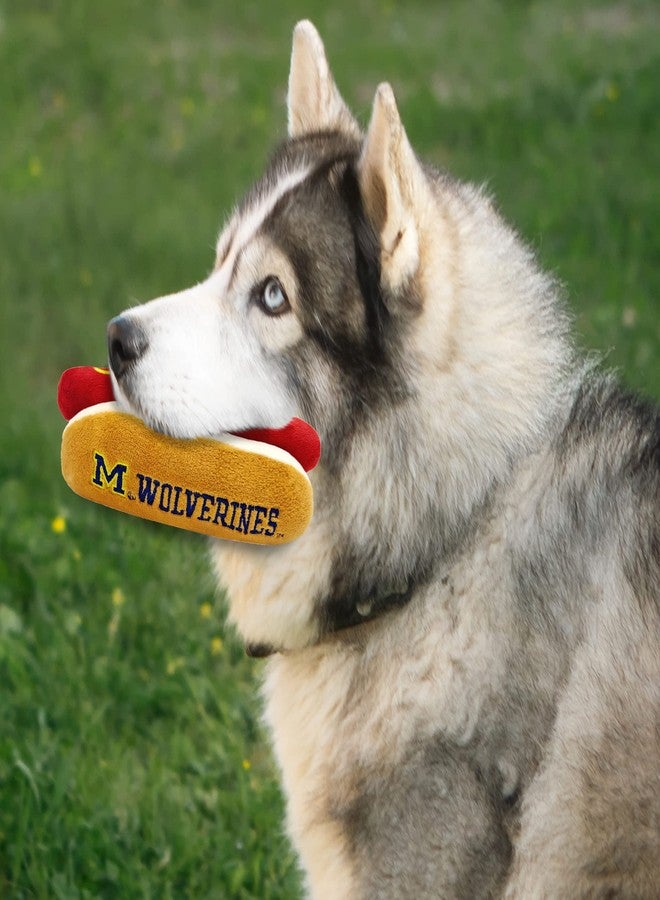 Pets First NCAA Michigan Wolverines HOT Dog Plush Dog & CAT Squeak Toy- Cutest HOT-Dog Snack Plush Toy for Dogs & Cats with Inner Squeaker & Beautiful Football/Basketball Team Name/Logo - Image 4