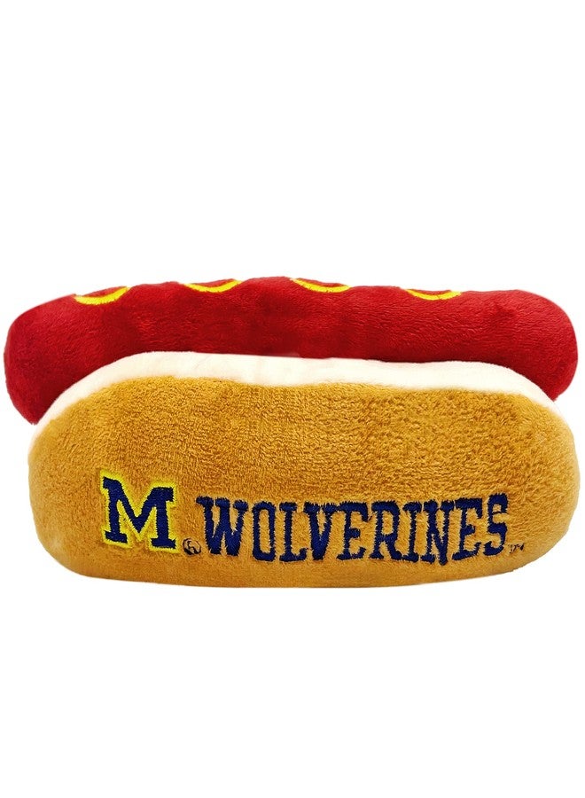 Pets First NCAA Michigan Wolverines HOT Dog Plush Dog & CAT Squeak Toy- Cutest HOT-Dog Snack Plush Toy for Dogs & Cats with Inner Squeaker & Beautiful Football/Basketball Team Name/Logo - Image 1