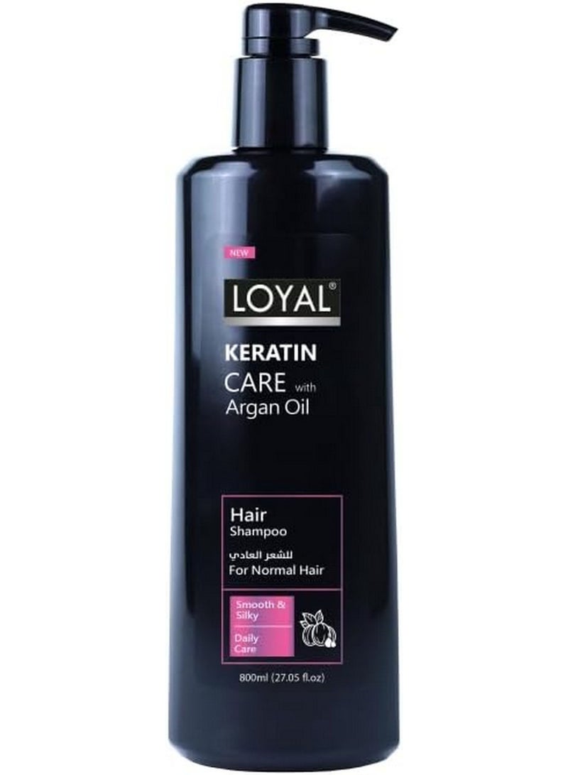 لويال شامبو كيراتين كير بزيت الأرغان للشعر العادي، ناعم وحريريّ، عناية يومية، 800 مل