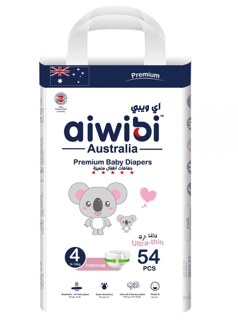 aiwibi baby diapers premium ultra thin size 4-54pcs (8-13kg) - Image 1