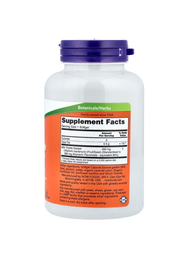now Milk Thistle Extract, 450 mg, 120 Softgels - Image 2