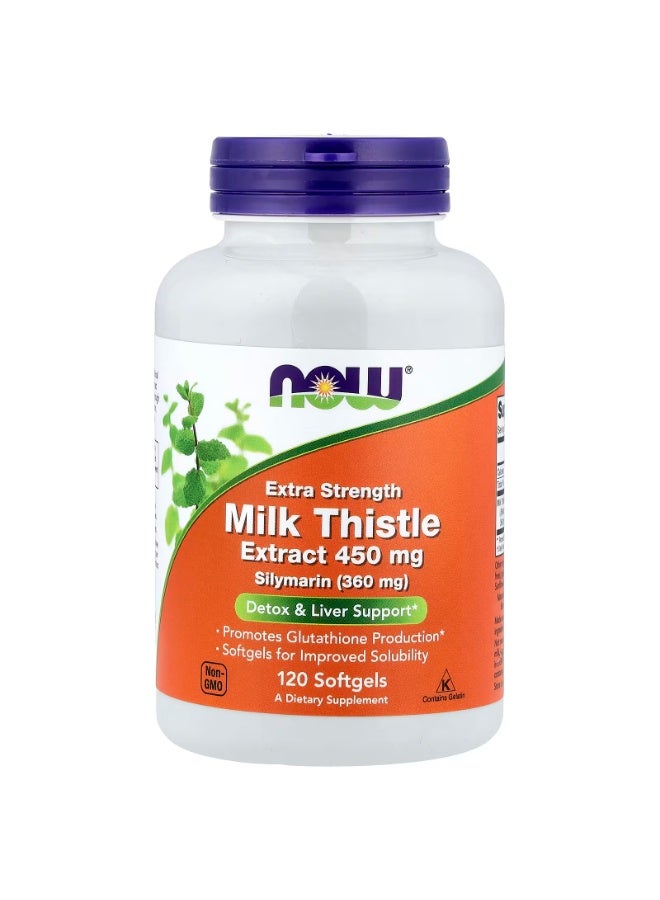 now Milk Thistle Extract, 450 mg, 120 Softgels - Image 1