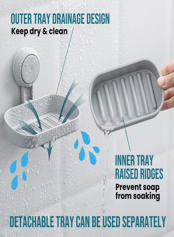 TAILI Soap Holder Soap Dish for Shower, Suction Cup Soap Holder for Shower Wall, Bathroom Accessories, Removable Strong Hold Soap Saver, Drill Free, ABS Material, Grey - Image 3