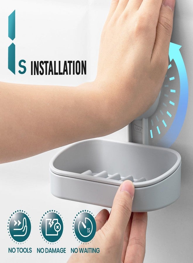 TAILI Soap Holder Soap Dish for Shower, Suction Cup Soap Holder for Shower Wall, Bathroom Accessories, Removable Strong Hold Soap Saver, Drill Free, ABS Material, Grey - Image 2